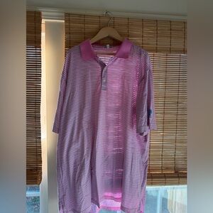 Peter Millar Pink and White Striped Polo Shirt